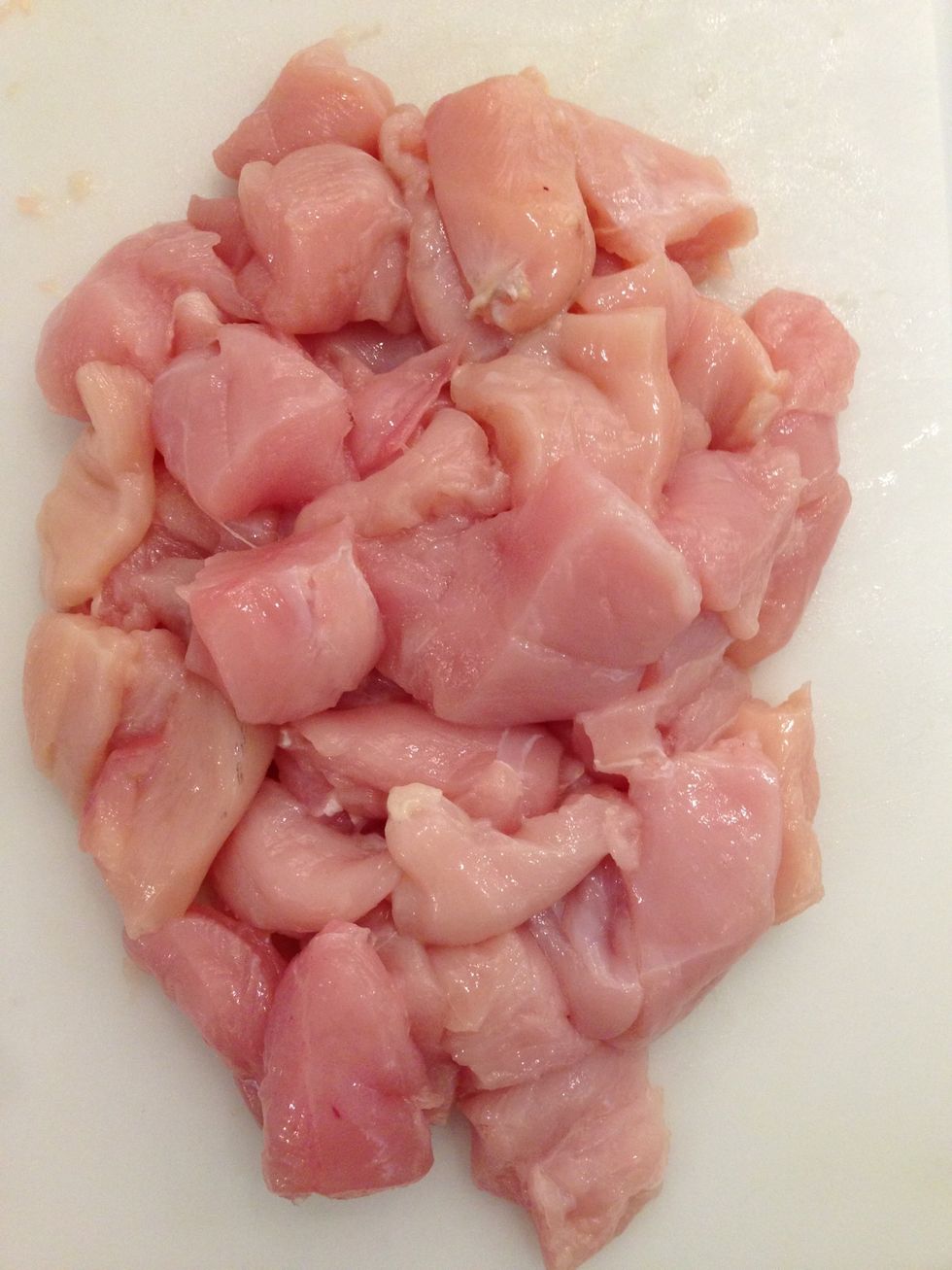 Cut chicken breasts into bite sizes