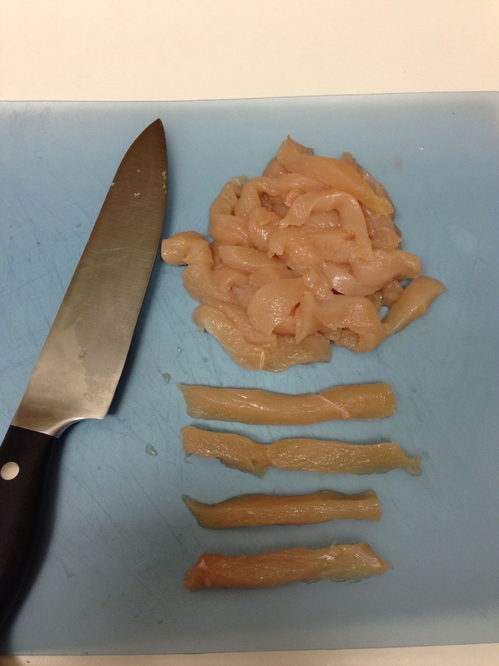 Cut chicken Brest to this size