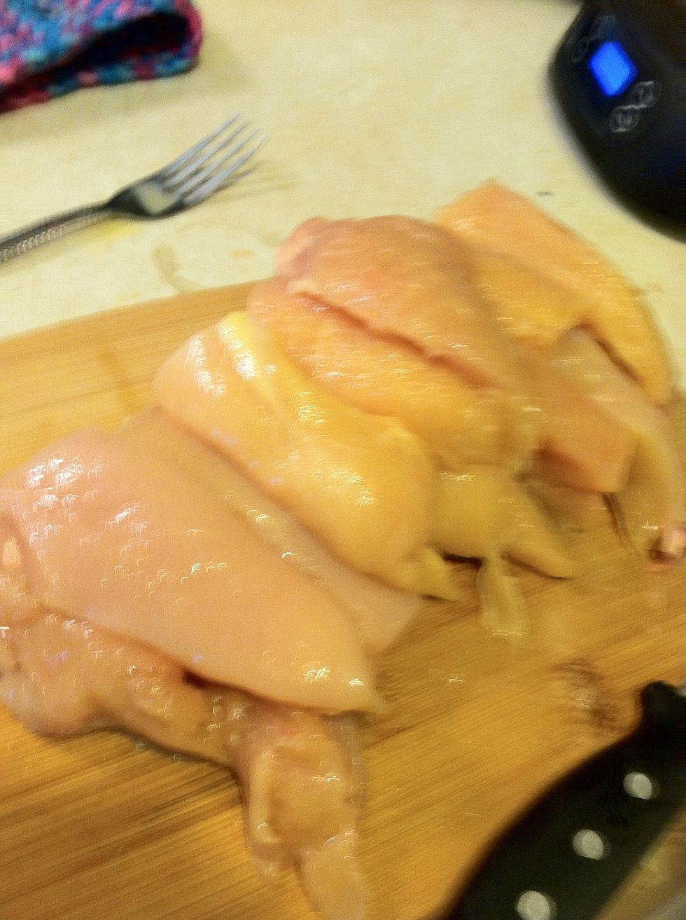 Cut chicken into stripes