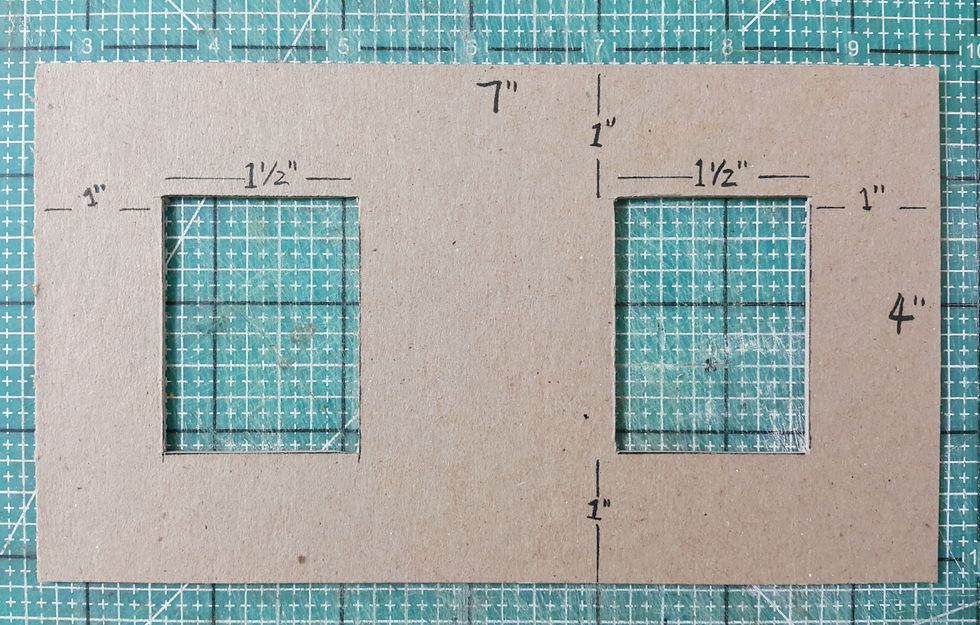 Cut chipboard of measurements as shown for the shop front.