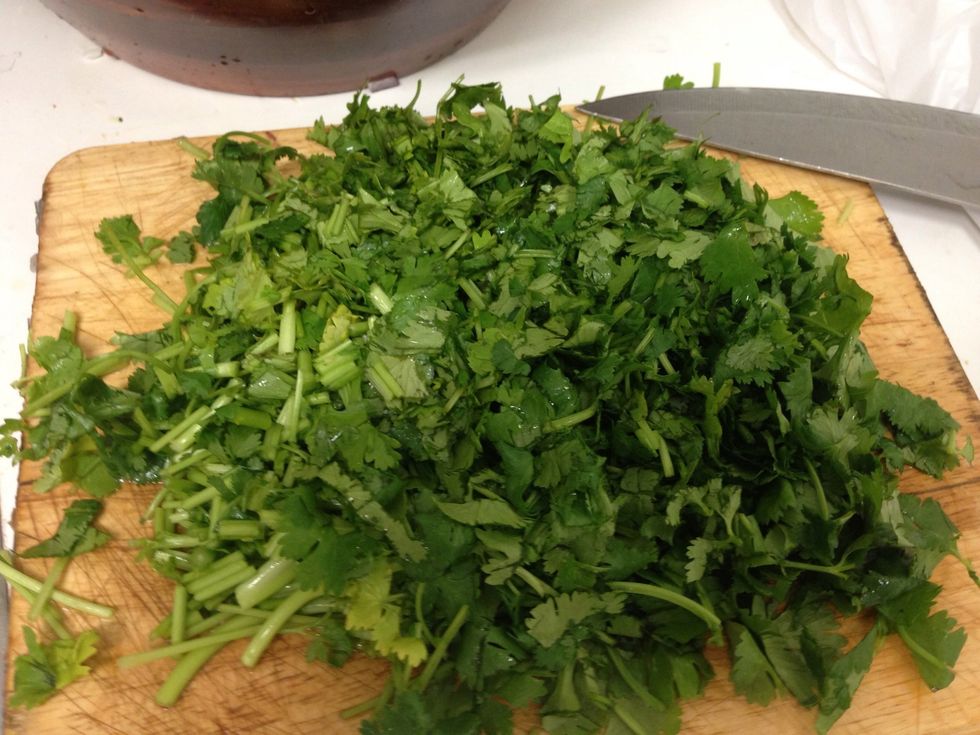 Cut Cilantro it to very small pieces