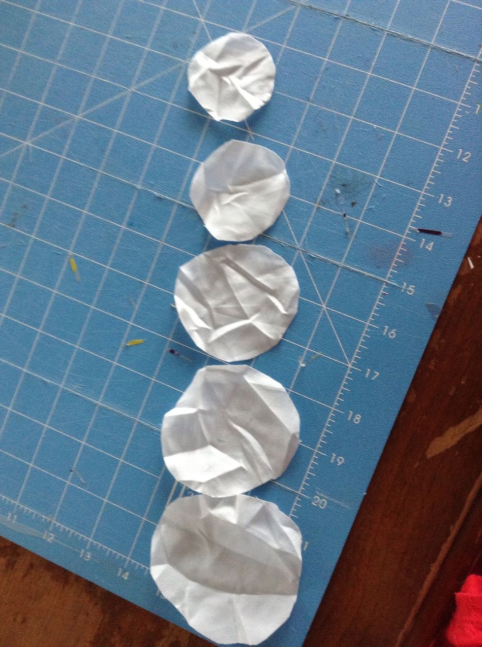 Cut circles with light weight fabric. I made 5. :)