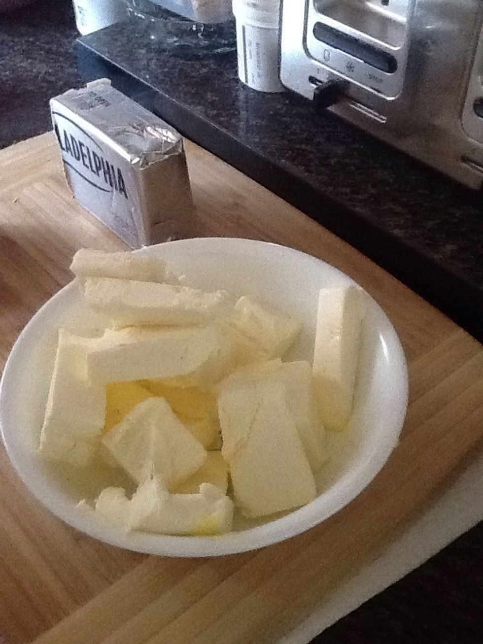 Cut cream cheese into small pieces