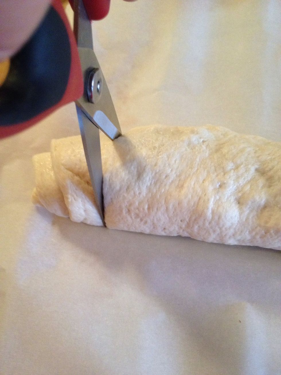 Cut diagonally sliced almost to bottom