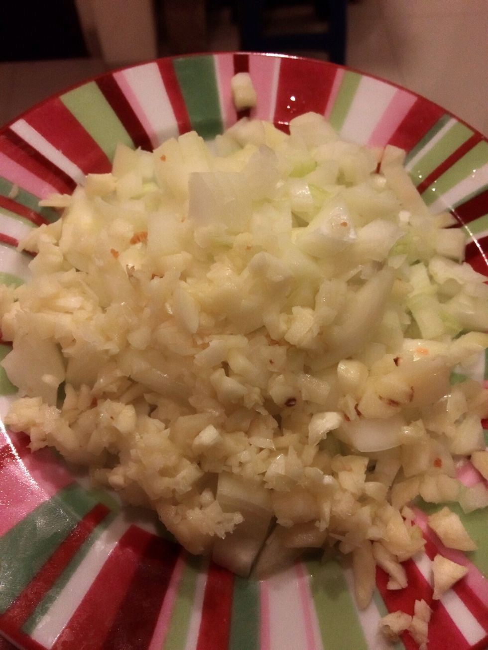 Cut dice onion , tomato and garlic