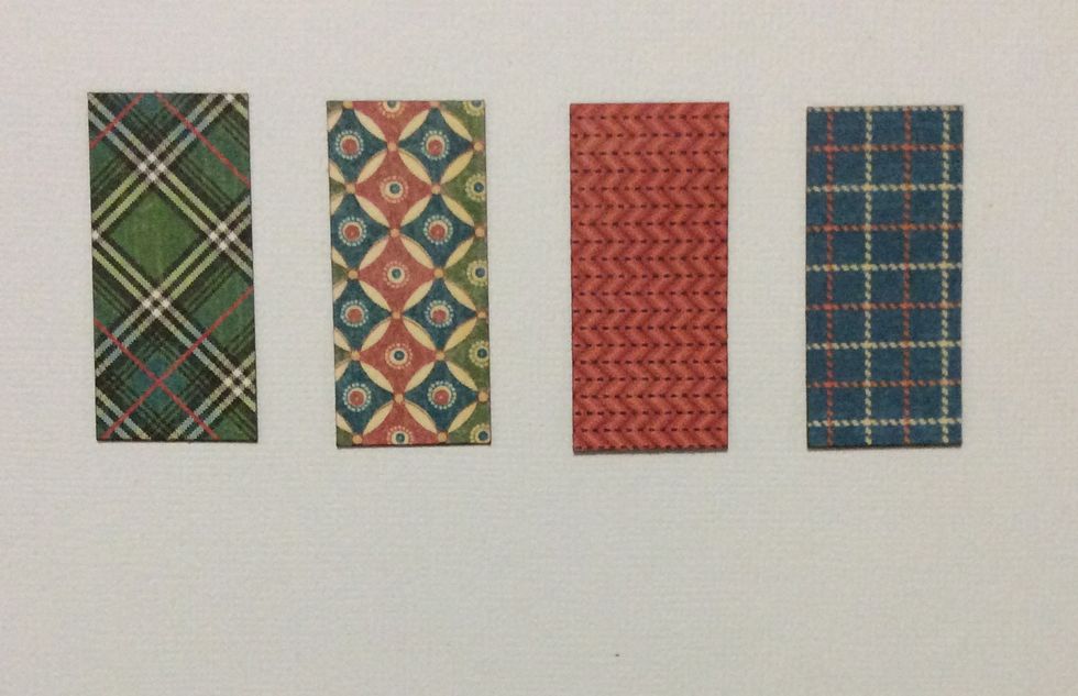 Cut dominoe backing papers at 7/8 x 1 7/8 inches. Ink edges if desired. Ensure to cut enough for the entire dominoes set. Use any Good Ol sport papers you desire.