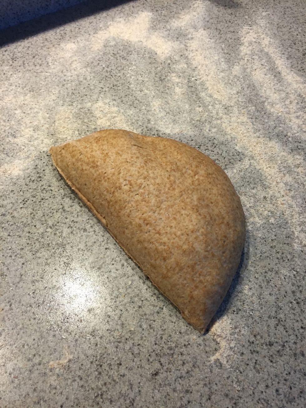Cut dough in half.