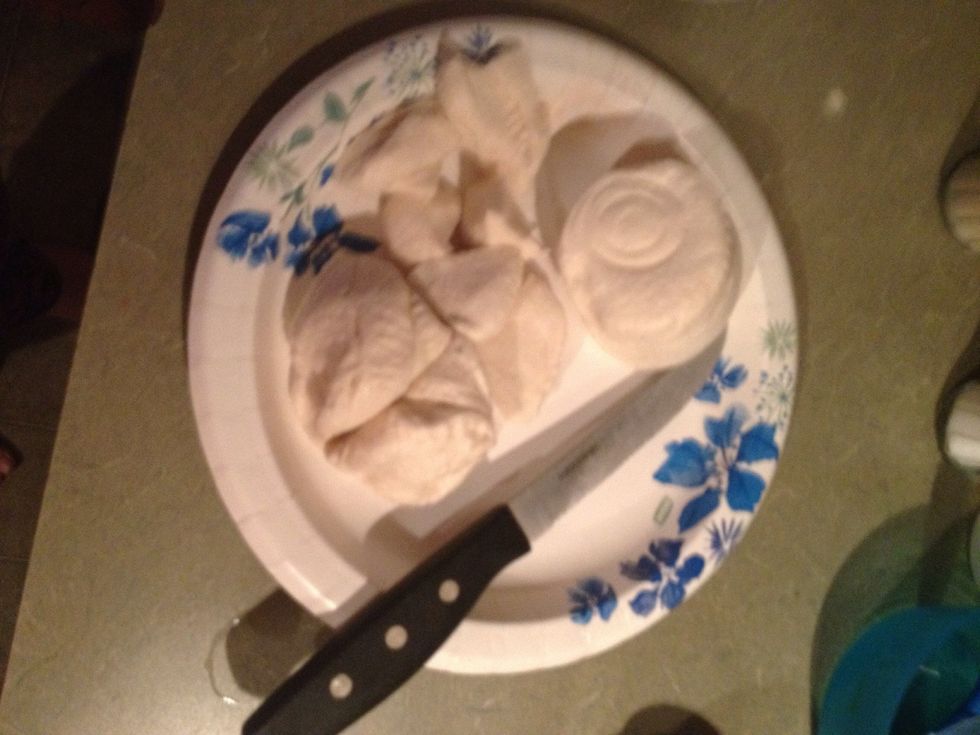 Cut dough in to fourths