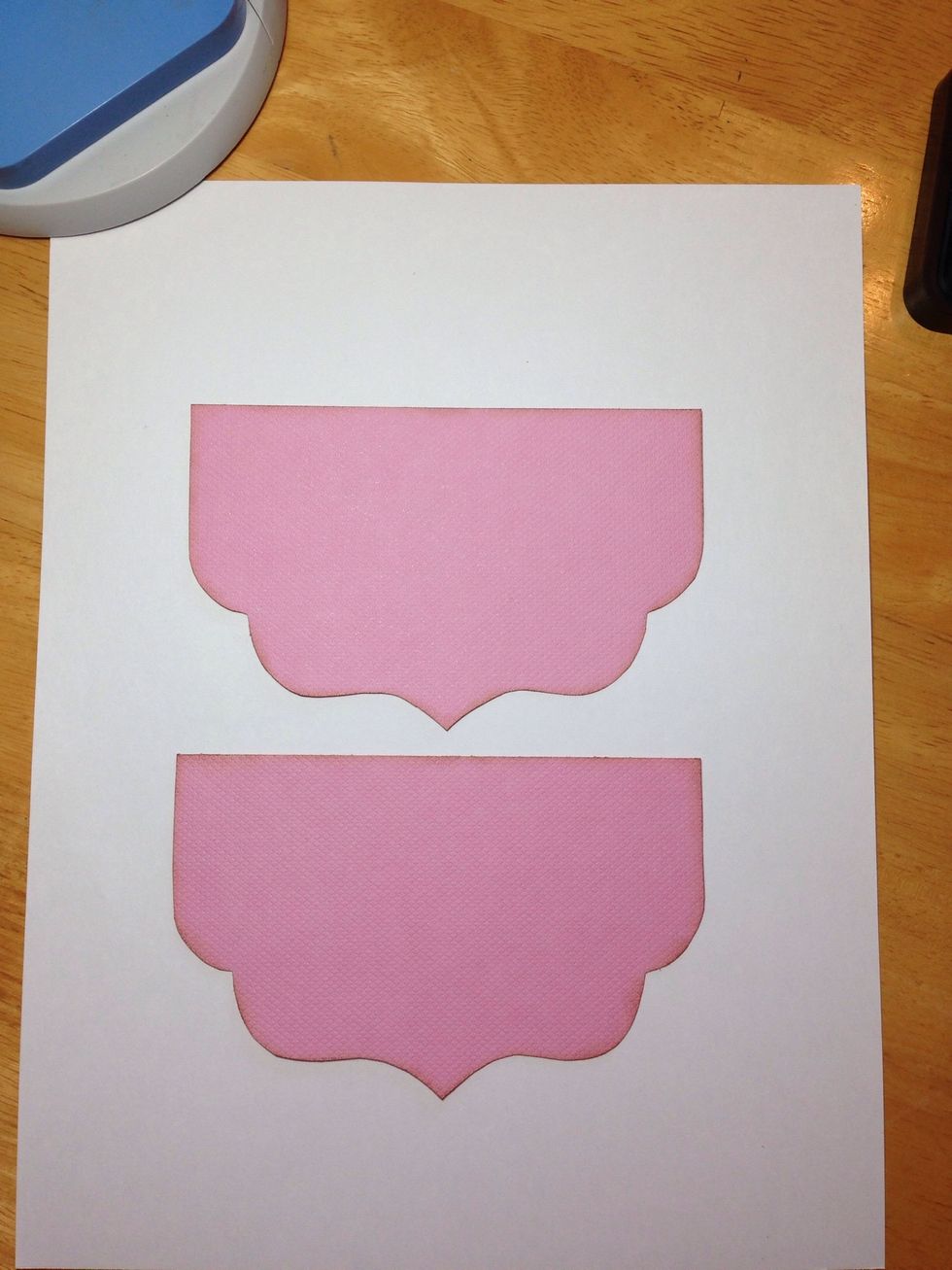 Cut each bracket out and ink the edges with a light or medium brown ink. I used Vintage Photo Distress Ink.