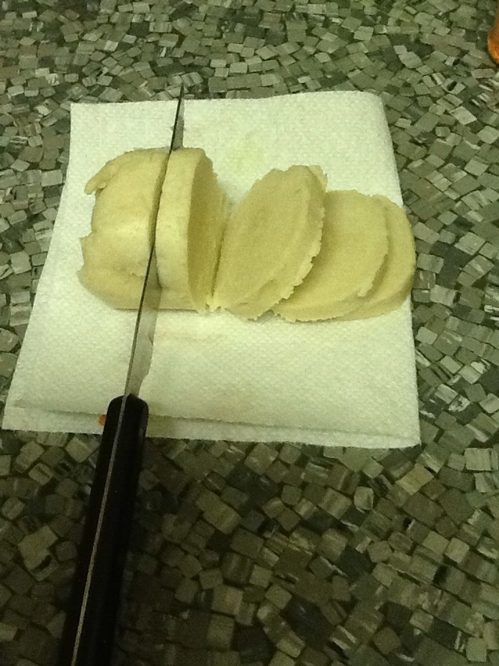 Cut each slice the width of your finger, so that each cookie is even.