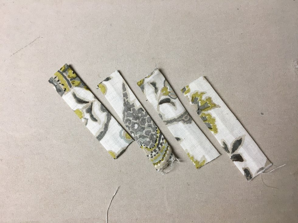 Cut each strip into 4 even sections.