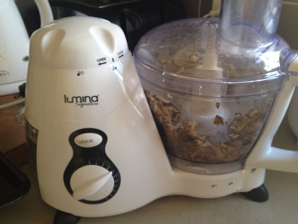 Cut eggplant in quarters and blend on med-low