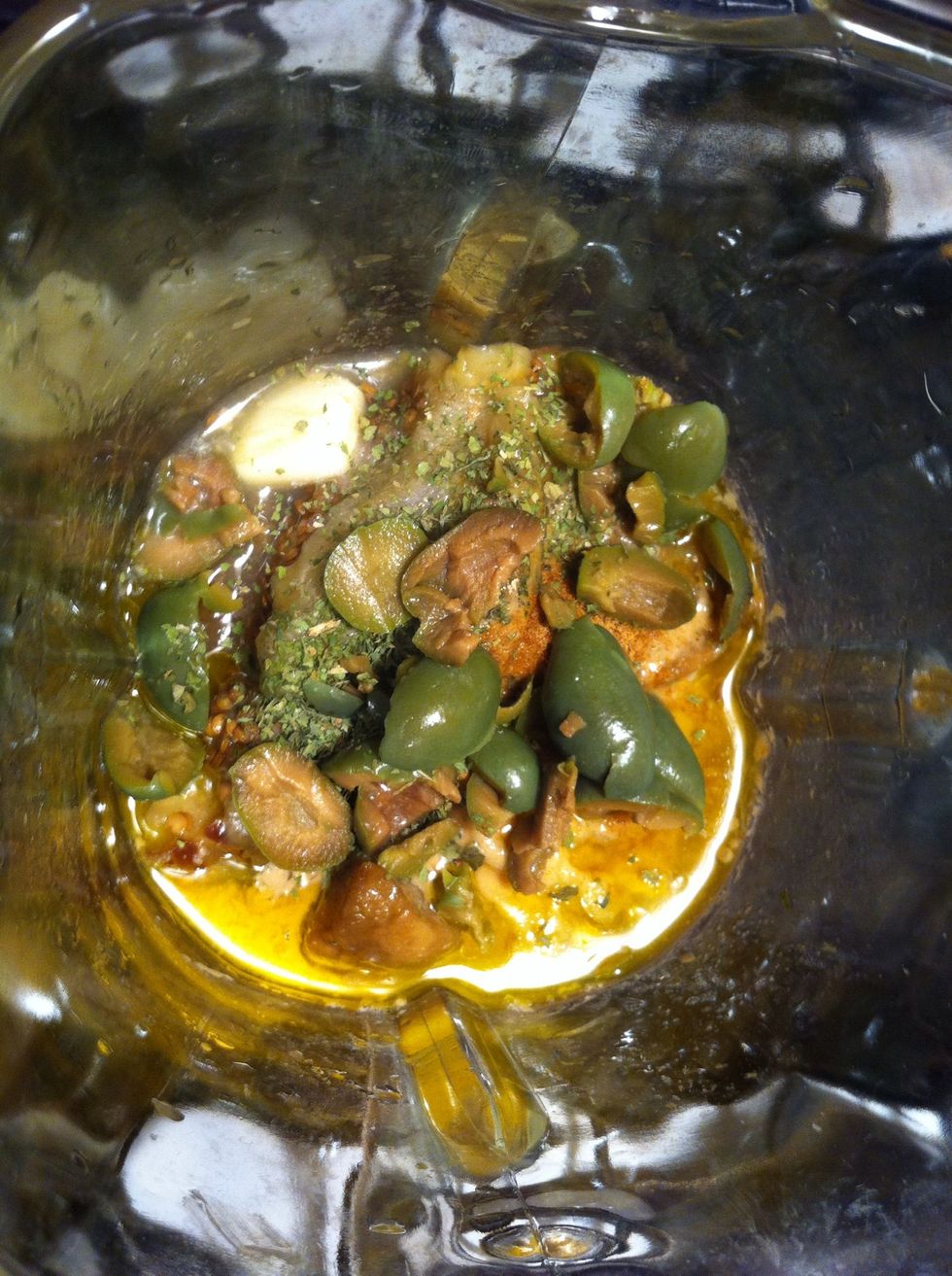 Cut eggplant into medium sized pieces and add all ingredients to blender or food processor... Blend on high until a nice consistency... Add water a little at a time to get to desired thickness...