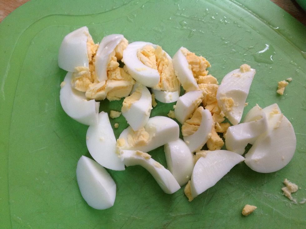Cut eggs into little pieces