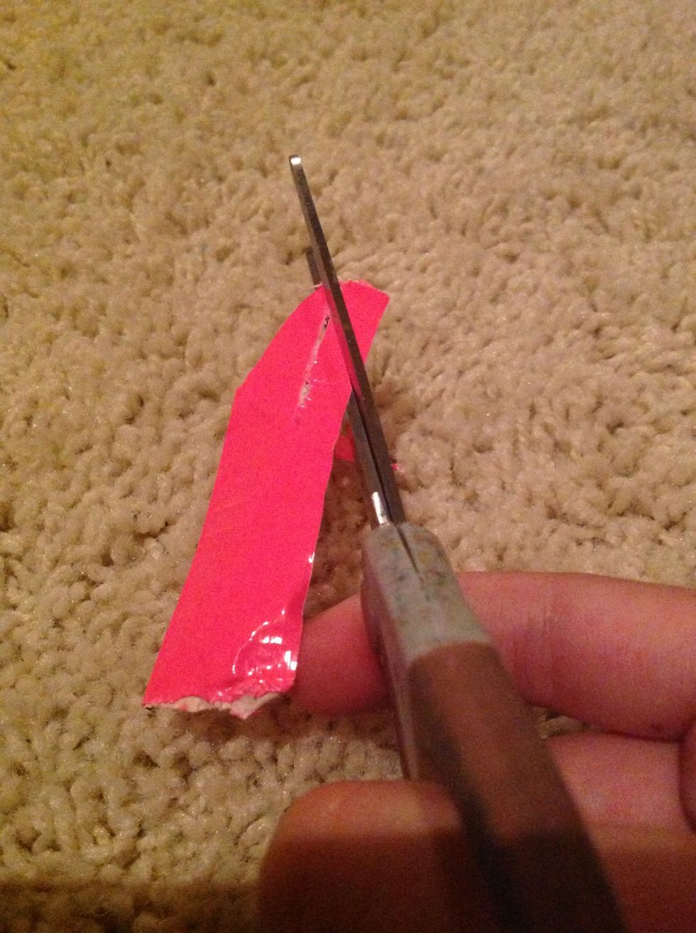 Cut end into triangle.