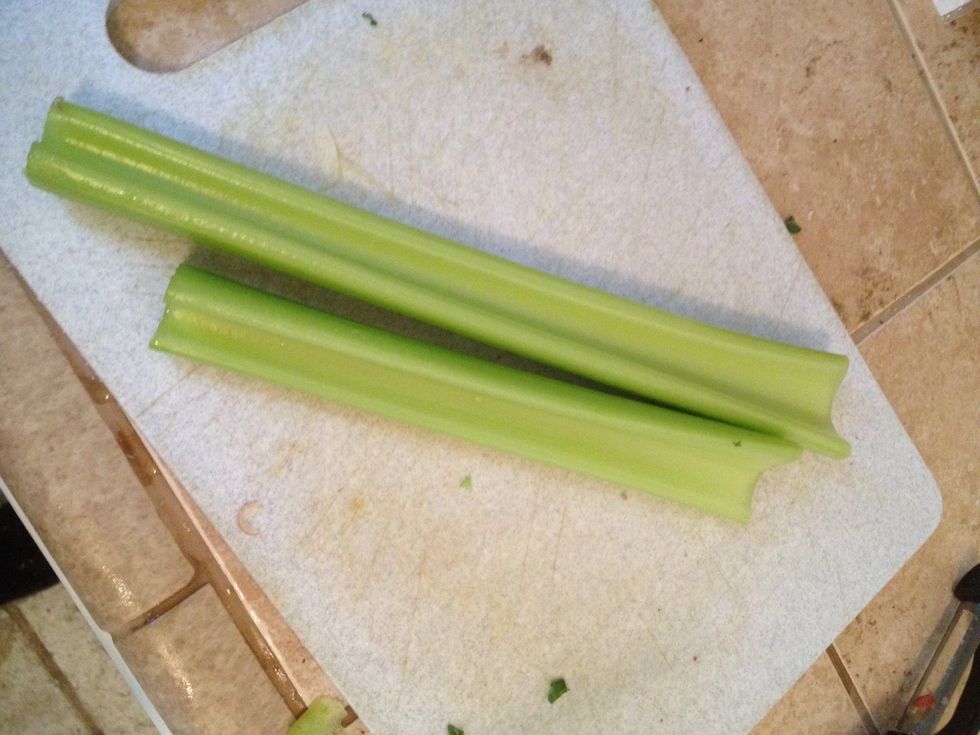 Cut ends off celery.