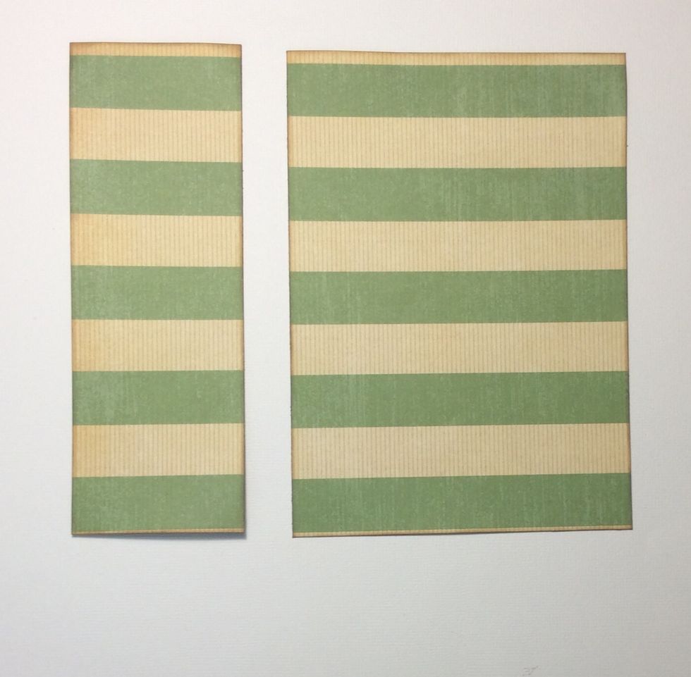 Cut external mats set 2 ( Good Ol sport play ball used in sample ) Cut one at 2 3/8 x 6 7/8 inches and one at 4 7/8 x 6 7/8 inches. Ink edges if desired.