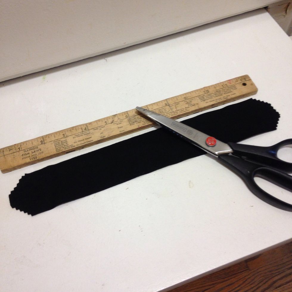 Cut felt 12x2- you may need to adjust length if you have a tiny neck! Taper off the ends with scissors