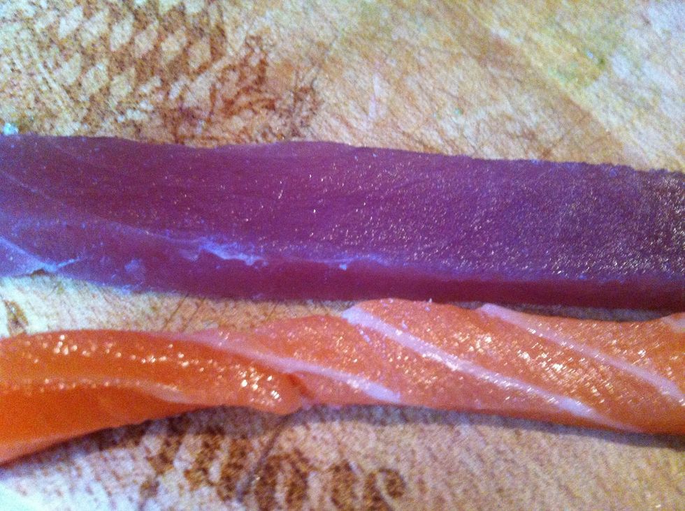 Cut fish into long & thin slices