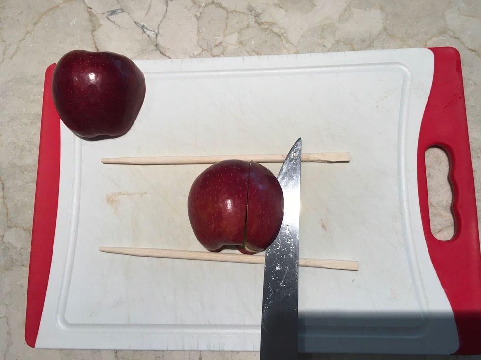 Cut from the side of the apple