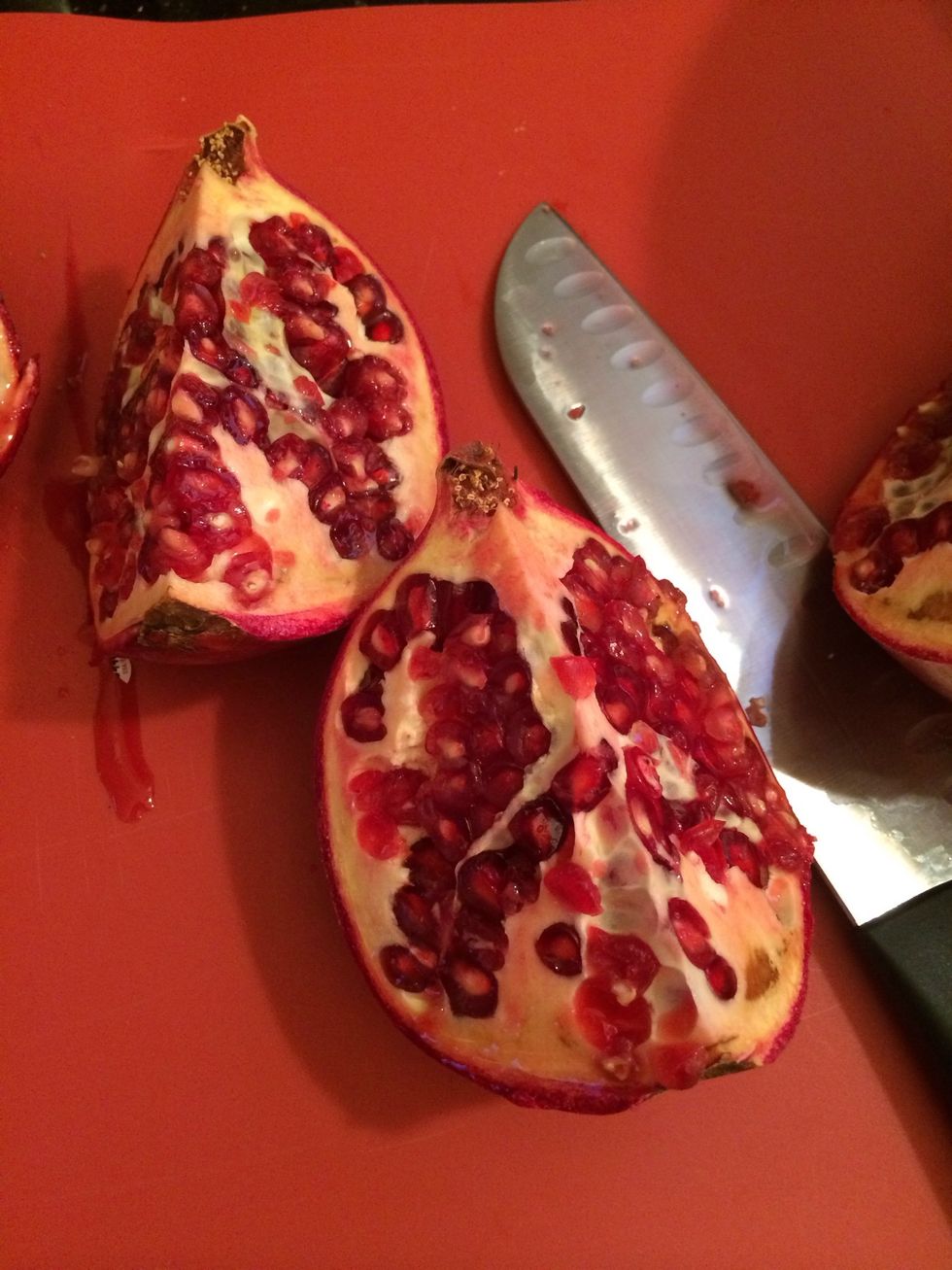 Cut fruit in quarters.