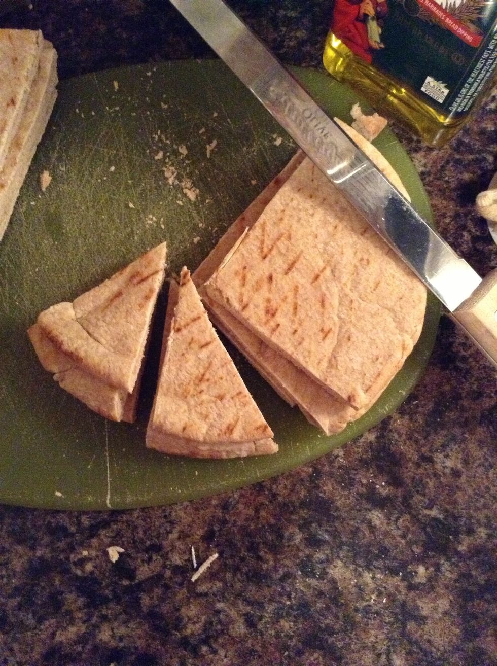 Cut half into triangles