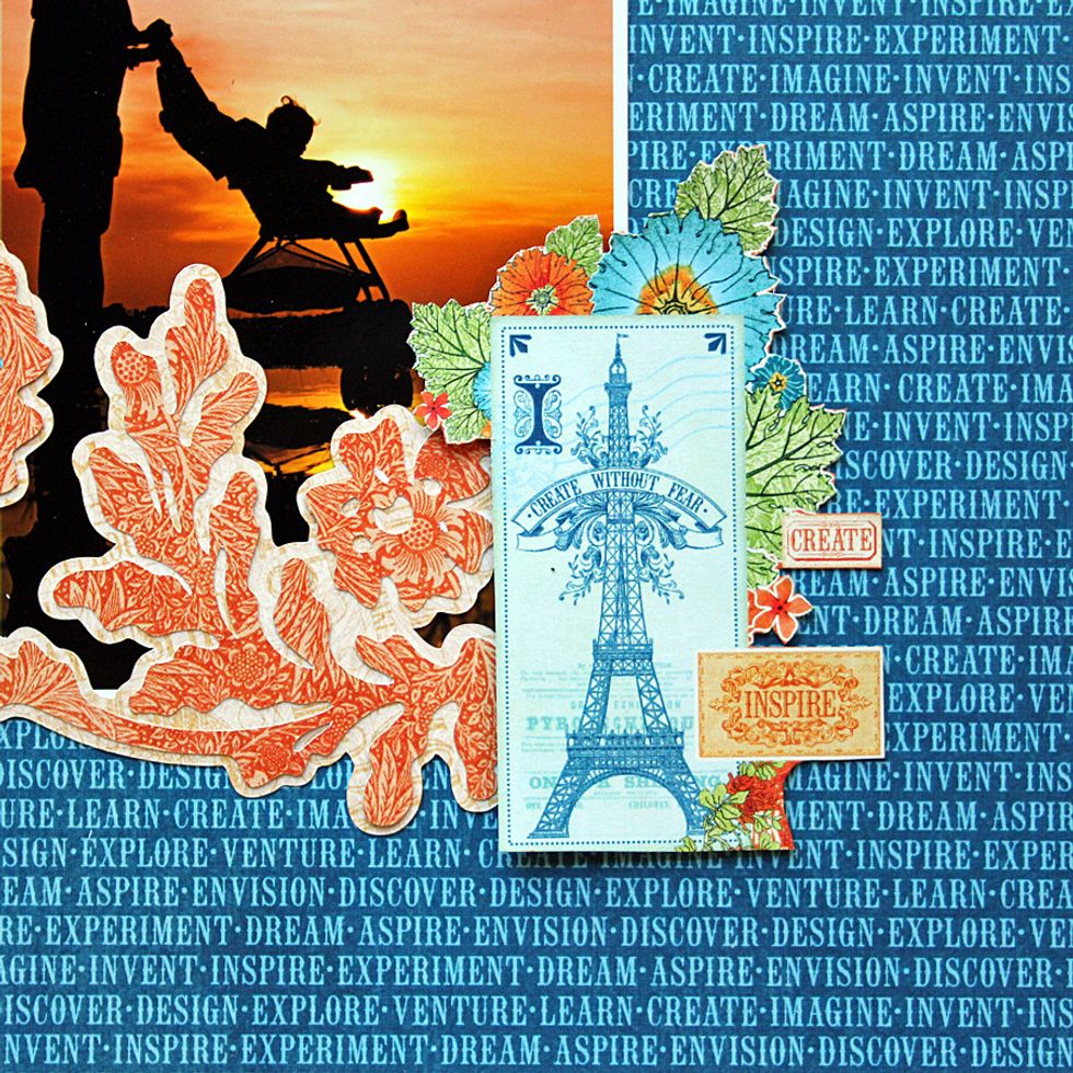 Cut image from "Envision Expo" and adhere to the lower, right side of the photo as shown.