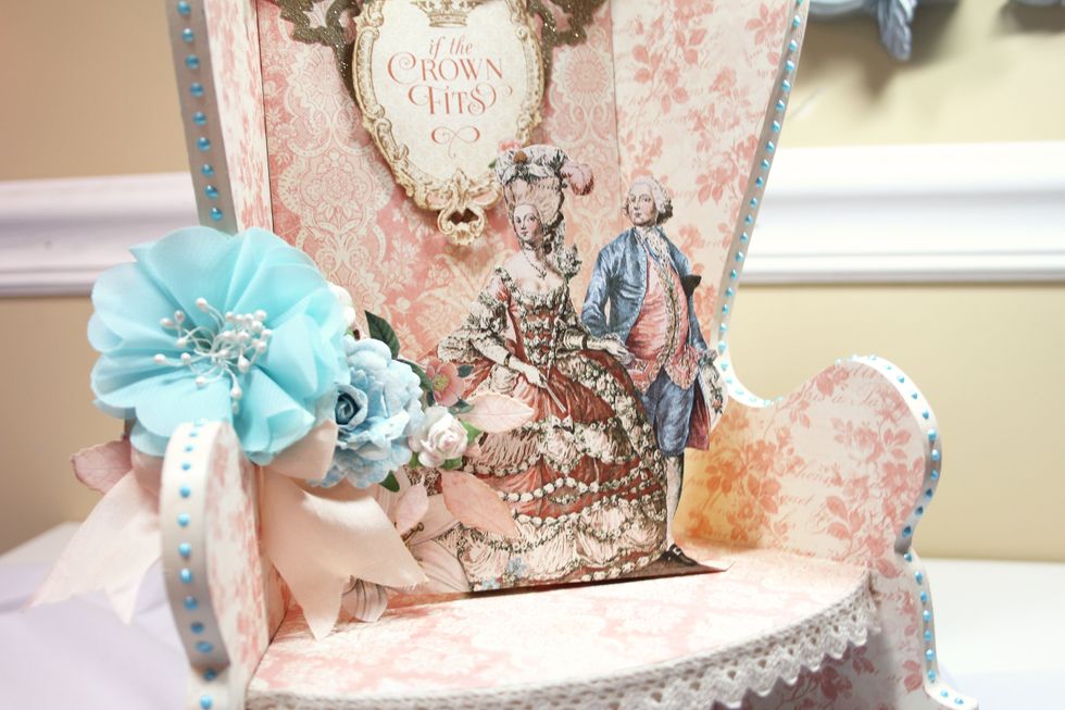 Cut image from "Gilded Lily", adhere to the chair seat.