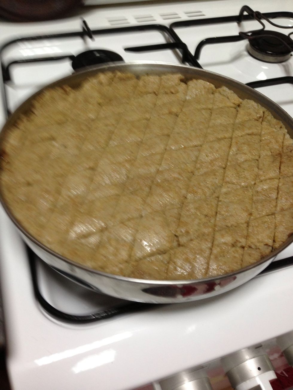 Cut in diamonds and brush top with olive  oil