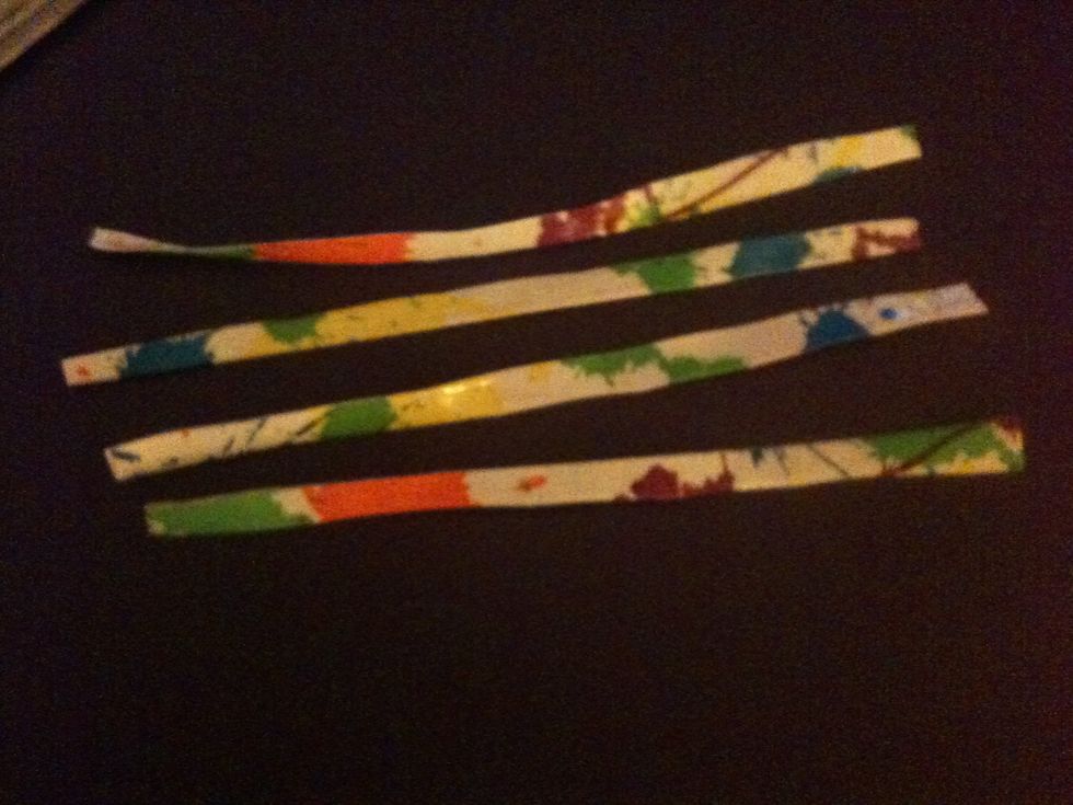 Cut in fourths longways. Do the same for two more colors.