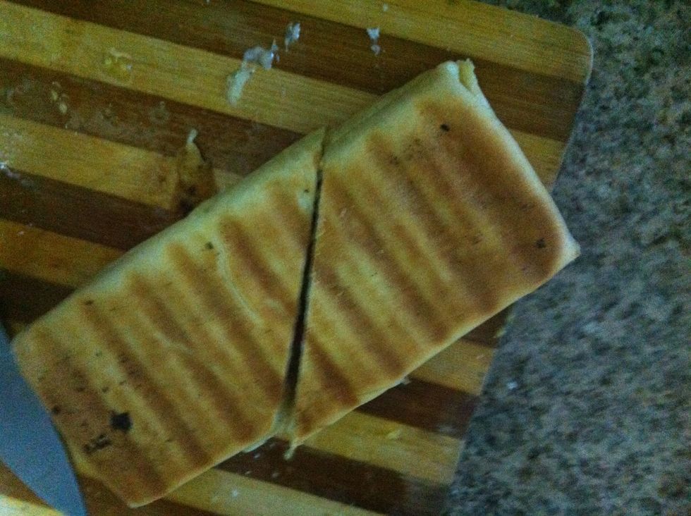 Cut in half diagonally