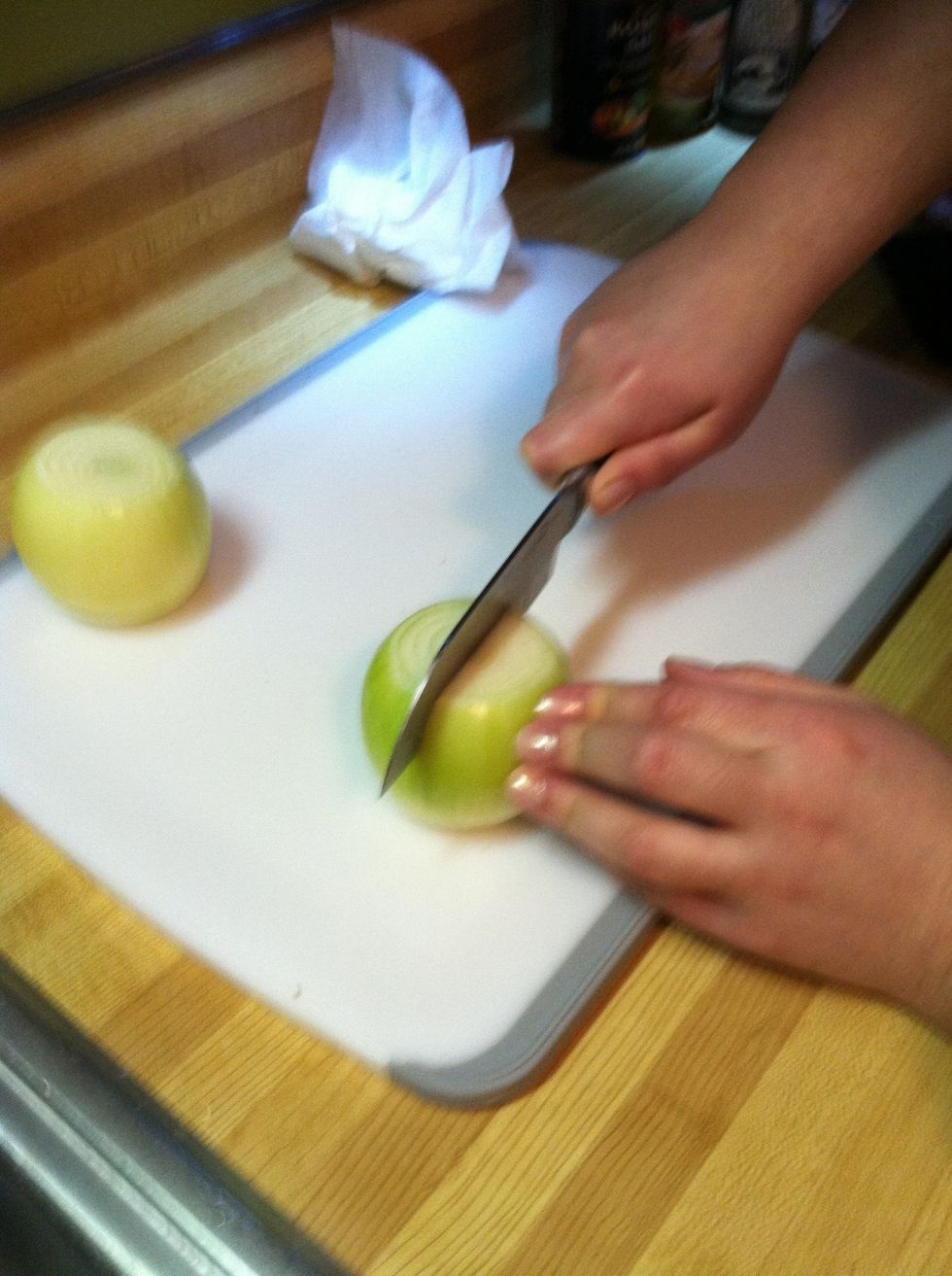 Cut in half down the middle.