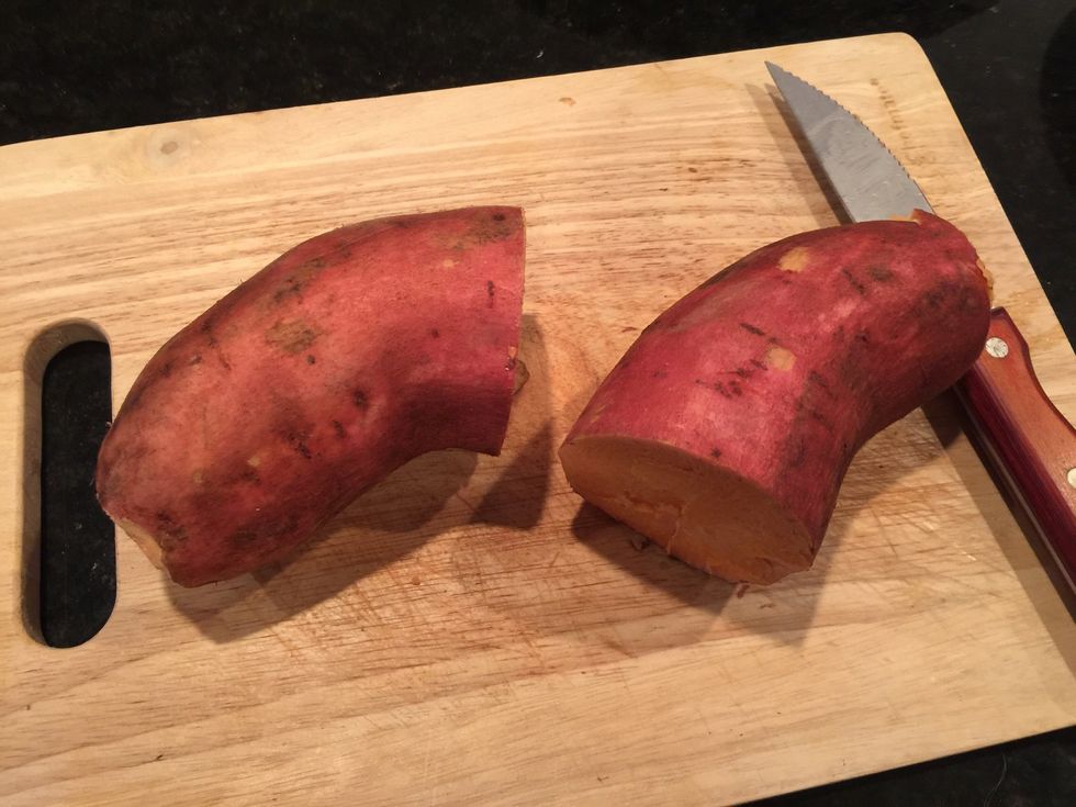 Cut in half to peel better.