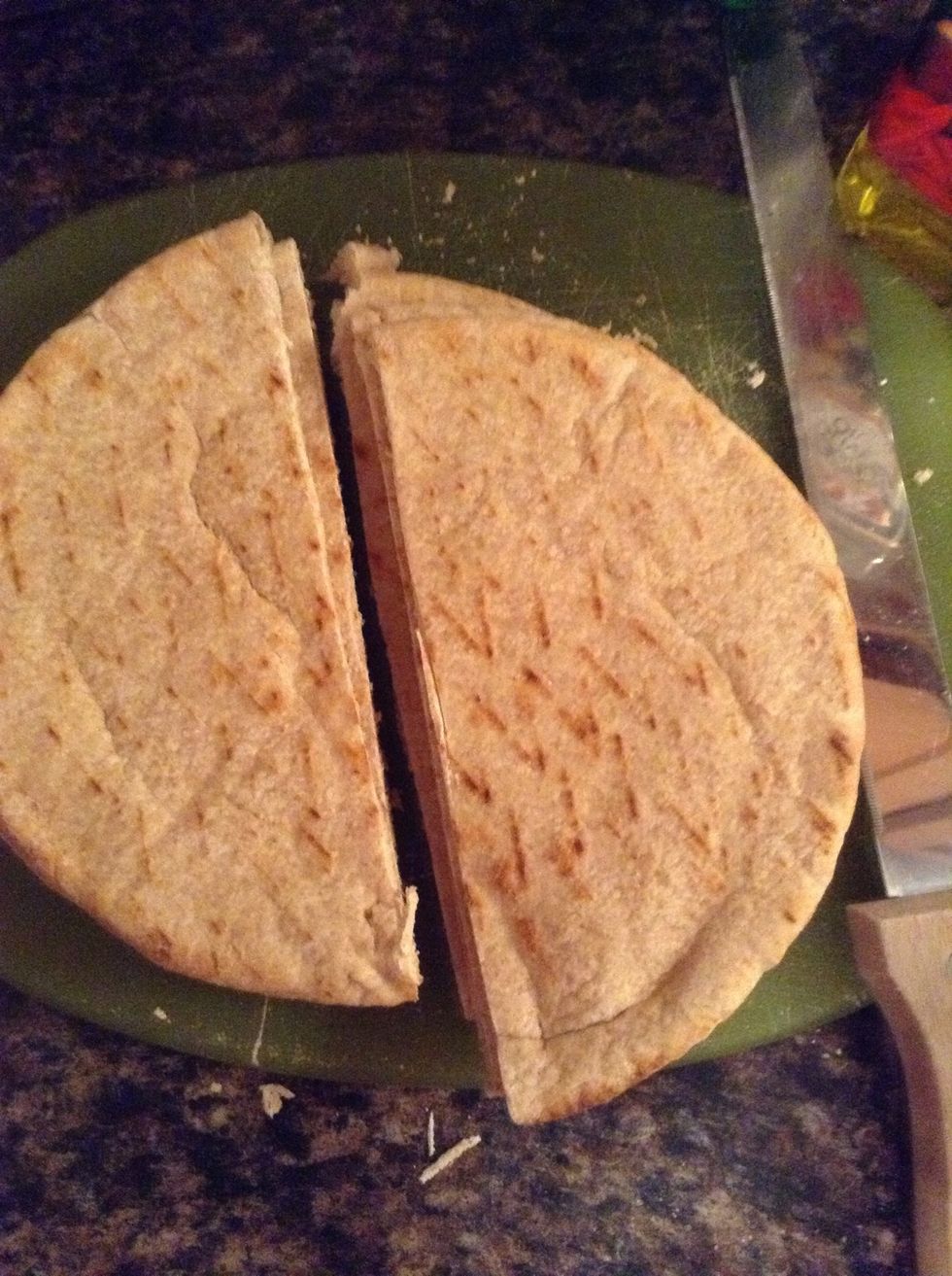 Cut in half