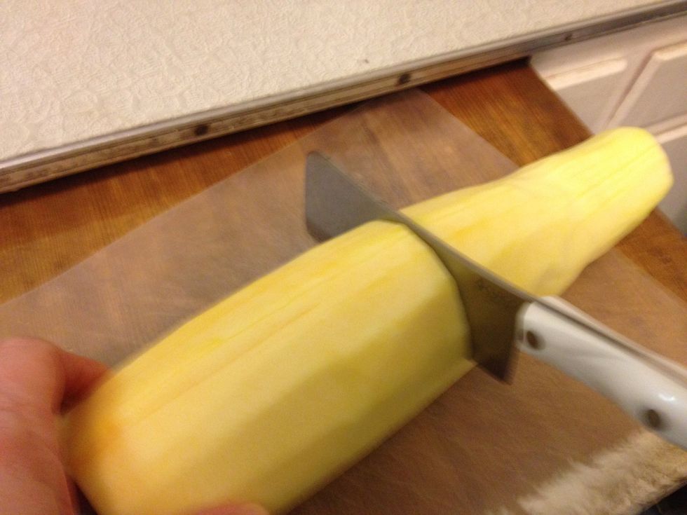 Cut in half.