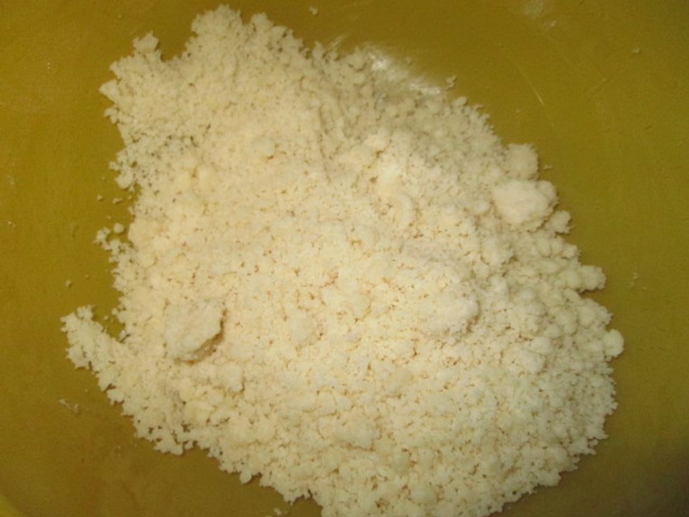Cut in the butter until it looks like coarse crumbs