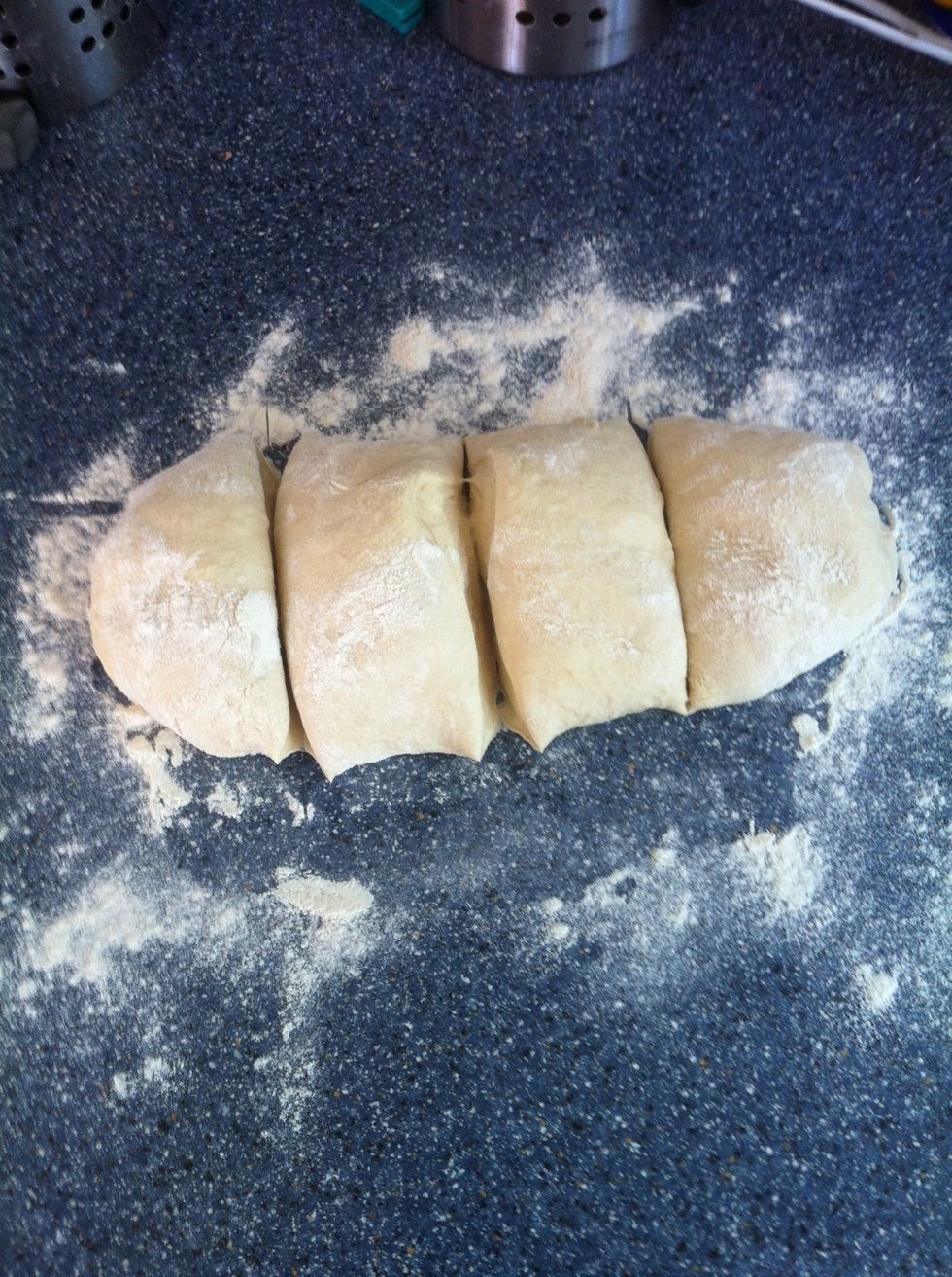 ... cut into 4 equal pieces.