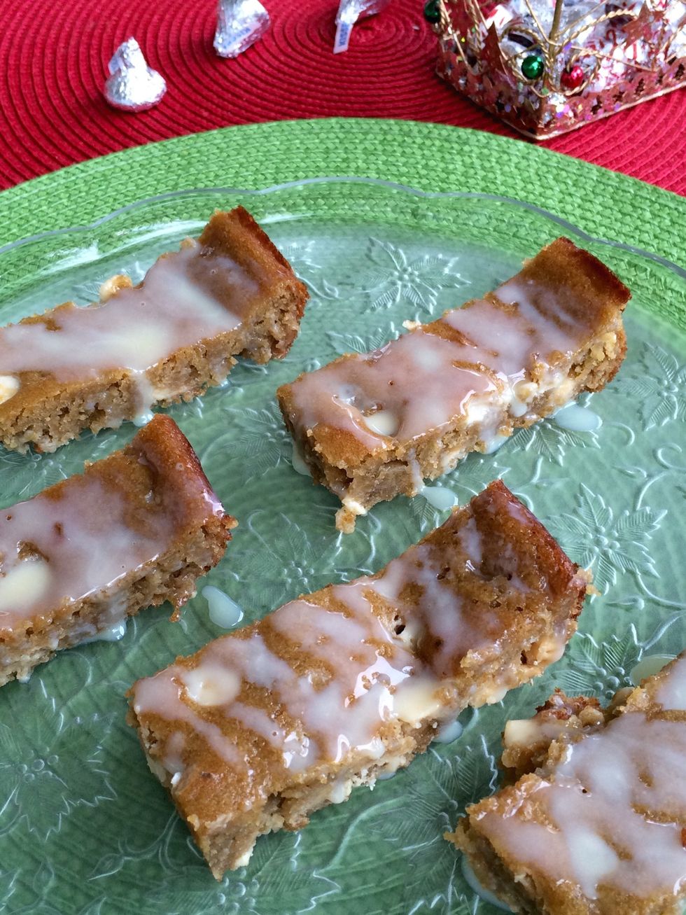 Cut into bars and drizzle with white chocolate ganache for extra pizazz!