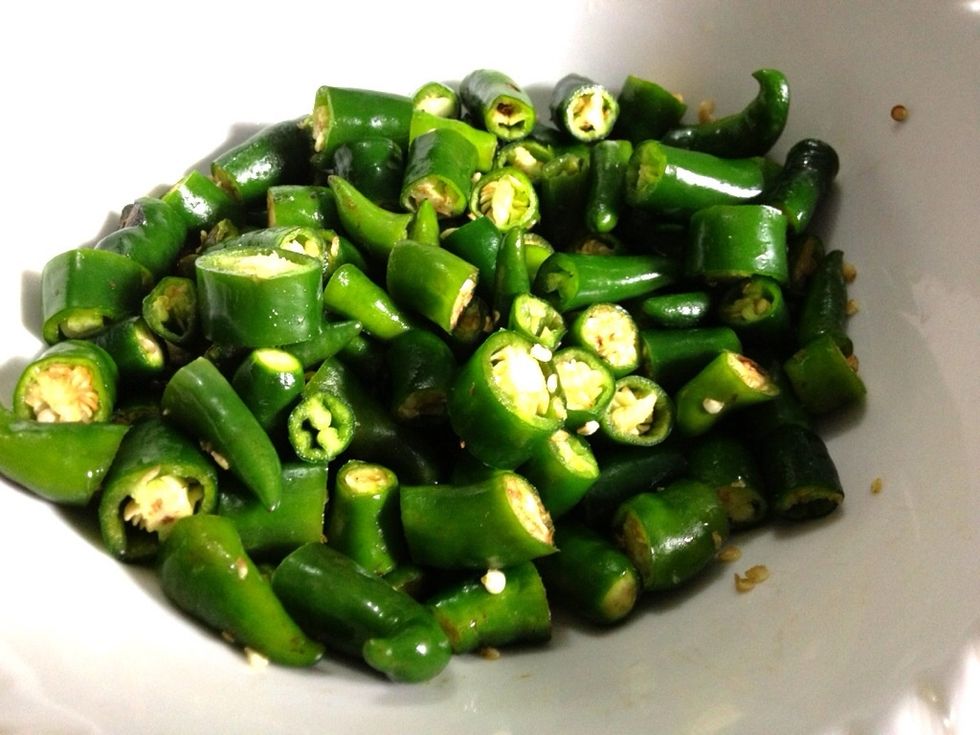 Cut into chunks and roughly mashed them in a blender or food processor