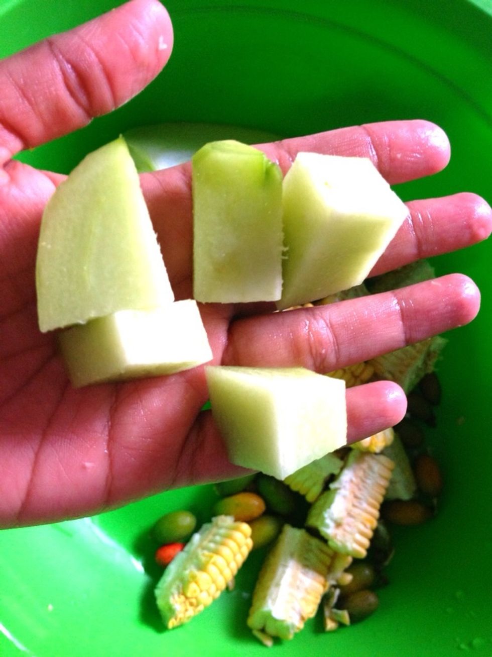 Cut into cubes 2x2cm or bigger.