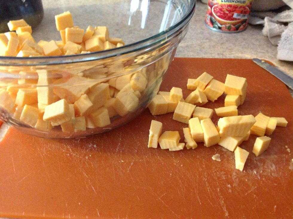 Cut into cubes and place in bowl