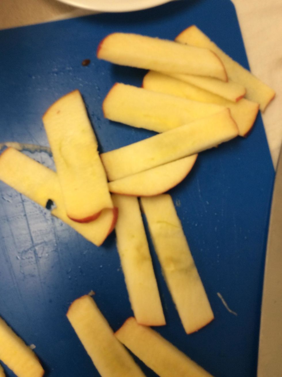 Cut into half inch slices and then make into a triangle shape.