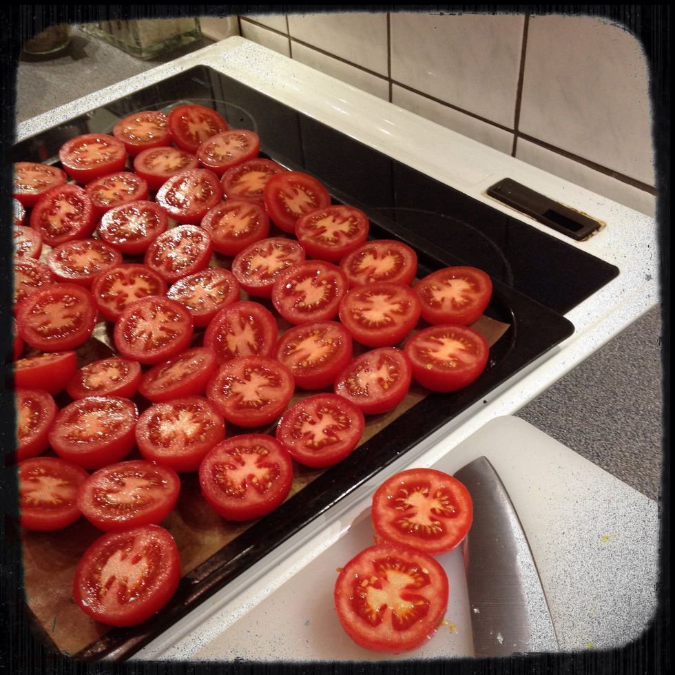 Cut into halves. Sprinkle with salt & pepper