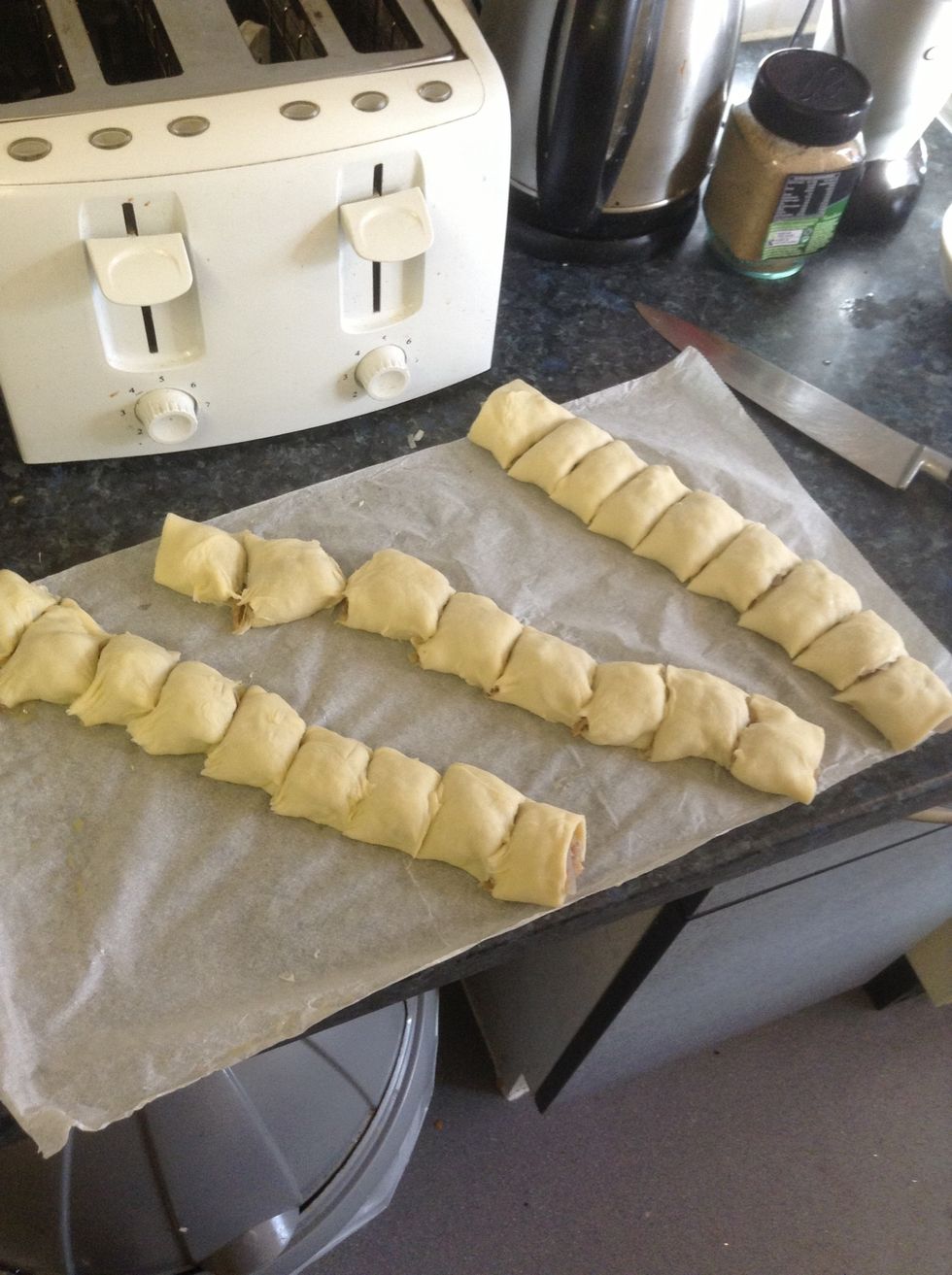 Cut into pieces any size you want them, i like mine quite small you get more. I made 27 total