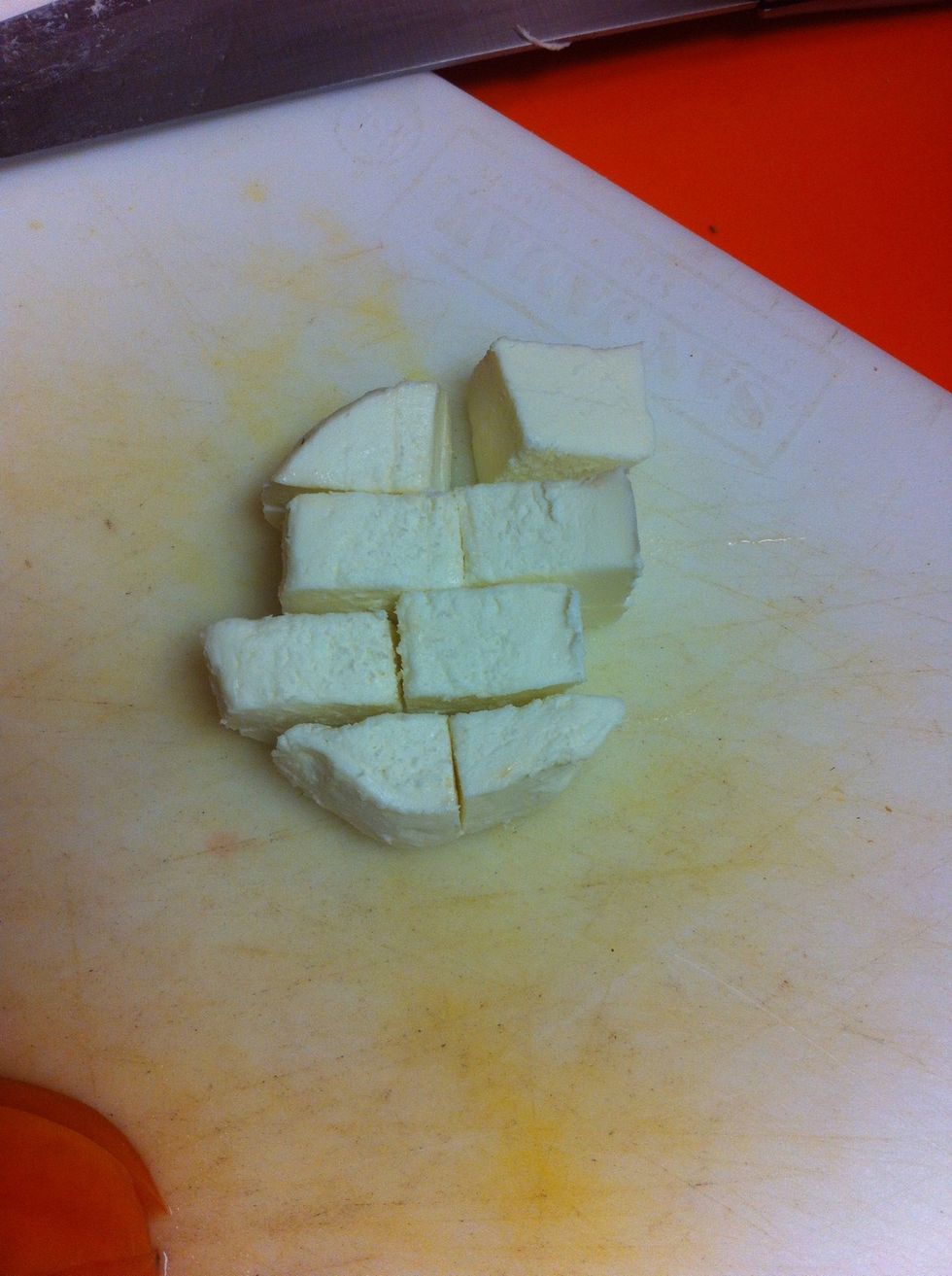 Cut into quarters (cubed as shown)