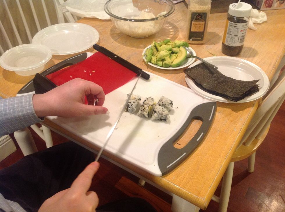 Cut into six pieces as shown