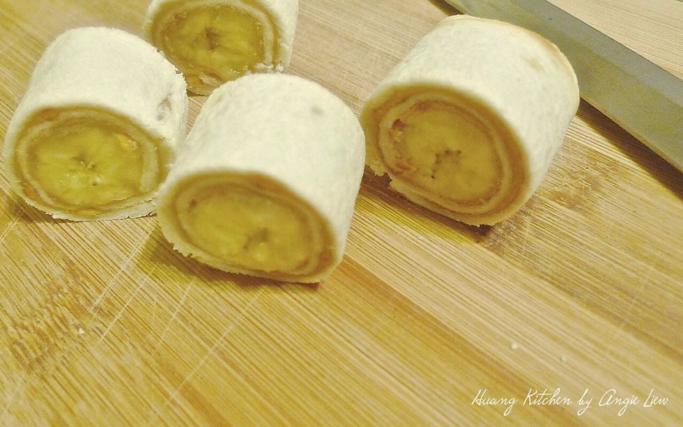 Cut into sushi size sandwich rolls.