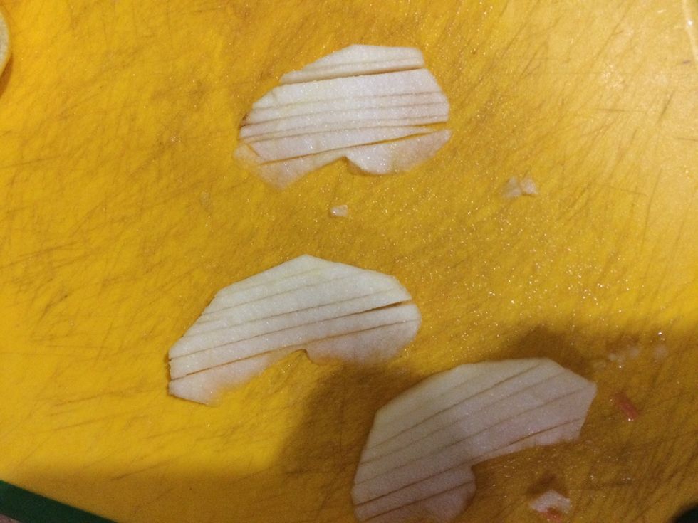 Cut into thin strips to make julienne size