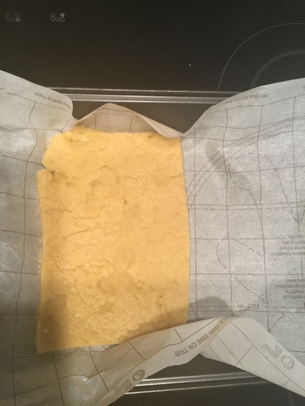 Cut it into a square and repeat until your cooking tray has a layer of dough