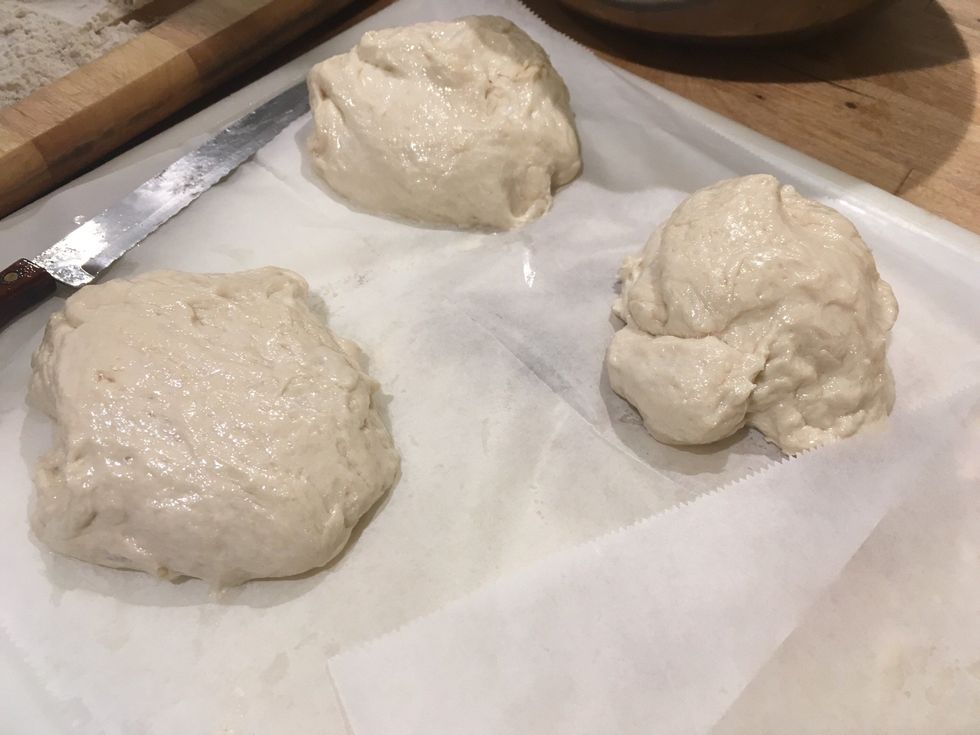 Cut it into even pieces when it is done rising